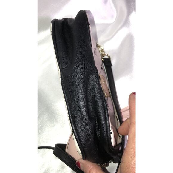 Luv Betsey Johnson Cross Body Purse Quilted 2 Sects Heart Tassel Bag Charm 6x7 - Picture 7 of 13